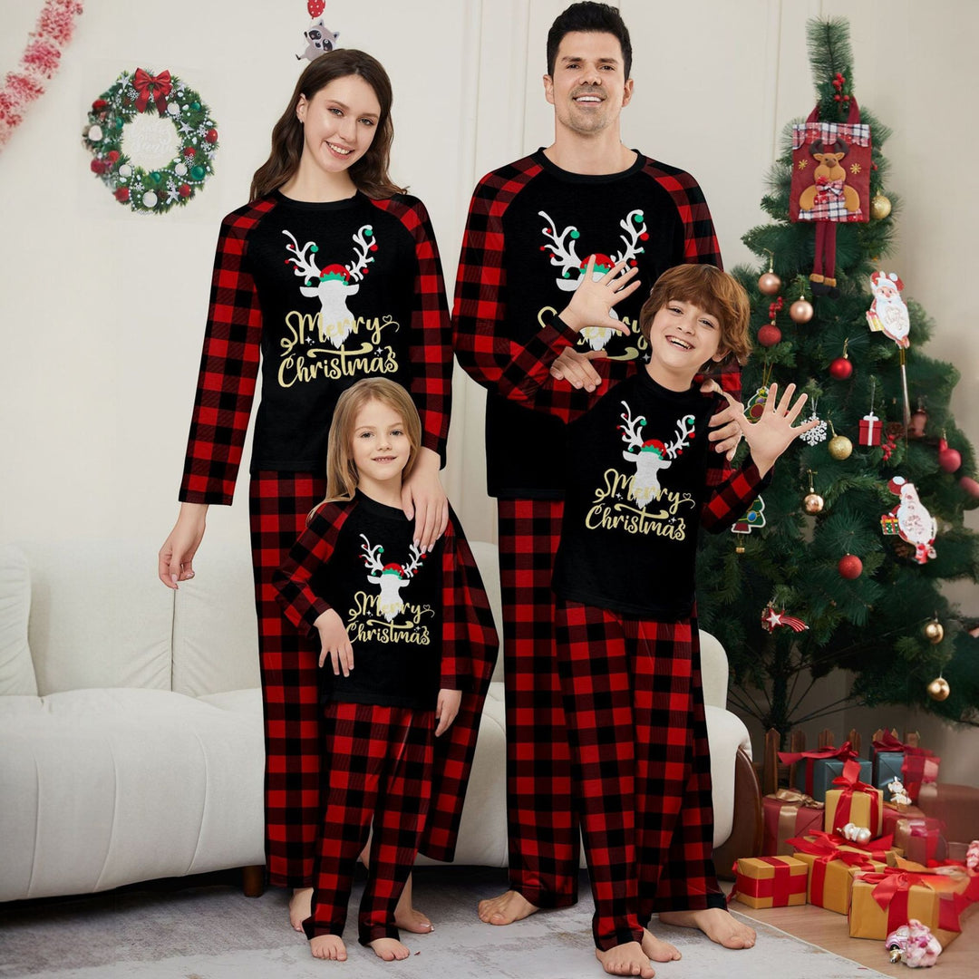 Women's Matching Family Christmas Pajamas in black plaid