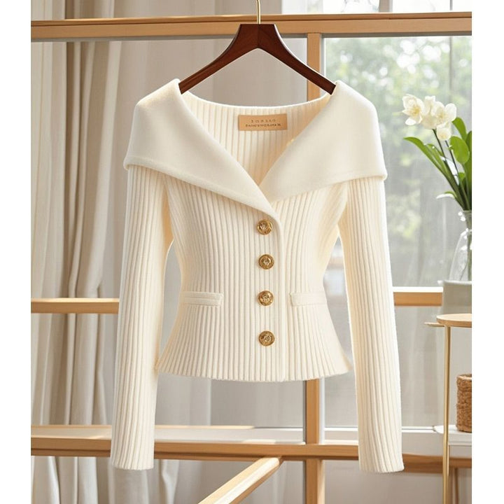 Women's Knit Cropped Cardigan in cream