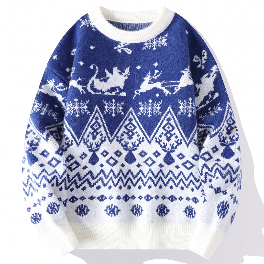 Women's Reindeer Ugly Christmas Sweater in blue