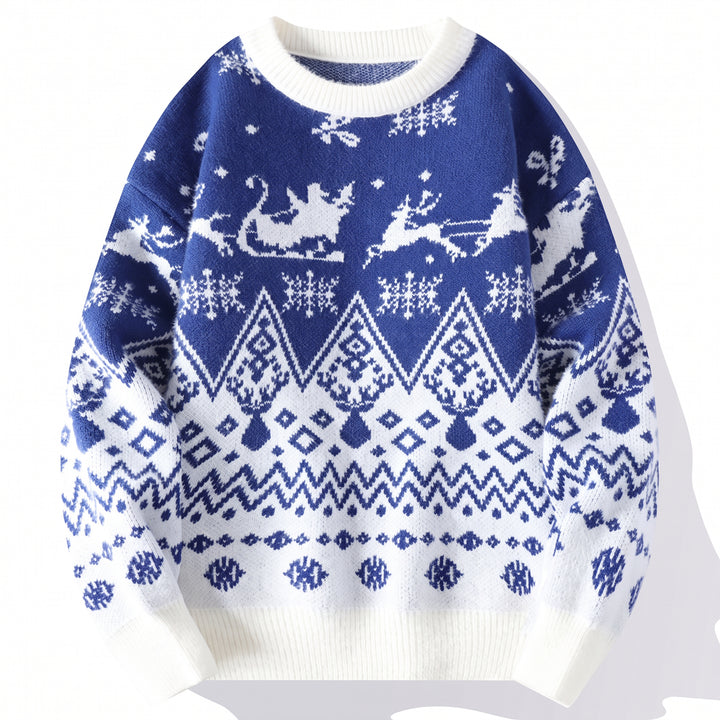 Women's Reindeer Ugly Christmas Sweater in blue