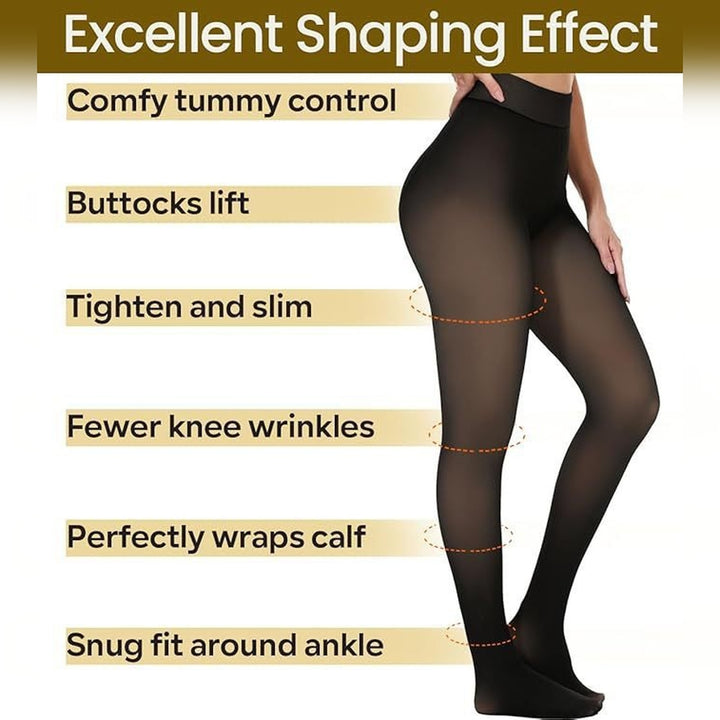 Fleece lined tights shaping: tummy control, buttocks lift, snug ankle fit