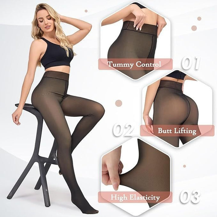 Fleece lined tights features: tummy control, butt lifting, high elasticity