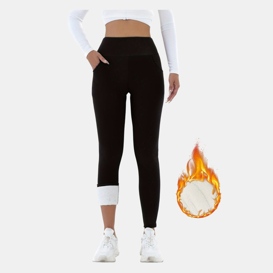 Fleece lined leggings with side pockets, thermal lining detail