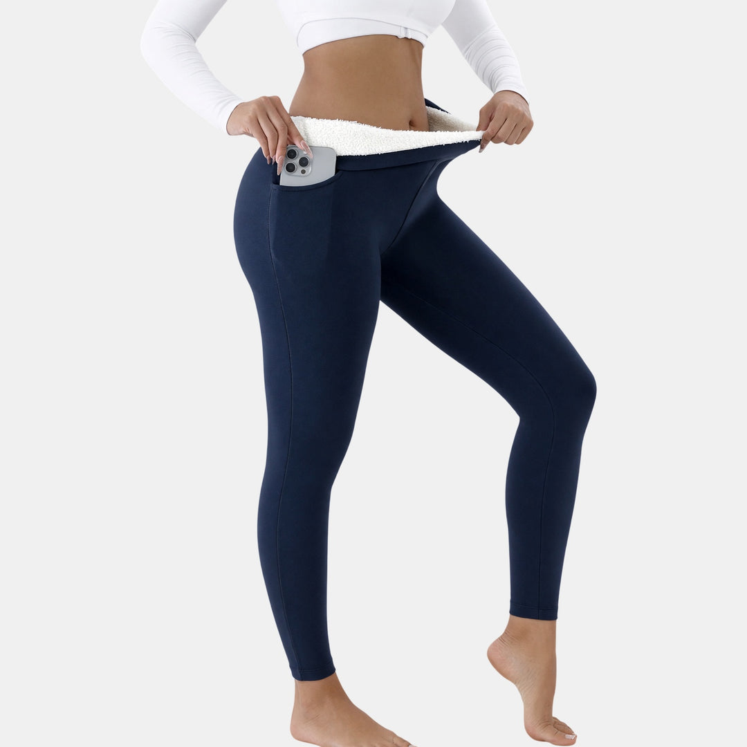 Fleece lined leggings with side pockets, thermal lining detail