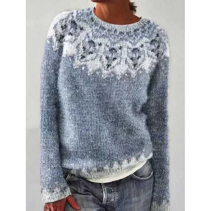 Women's Fair Isle Knit Sweater in blue print