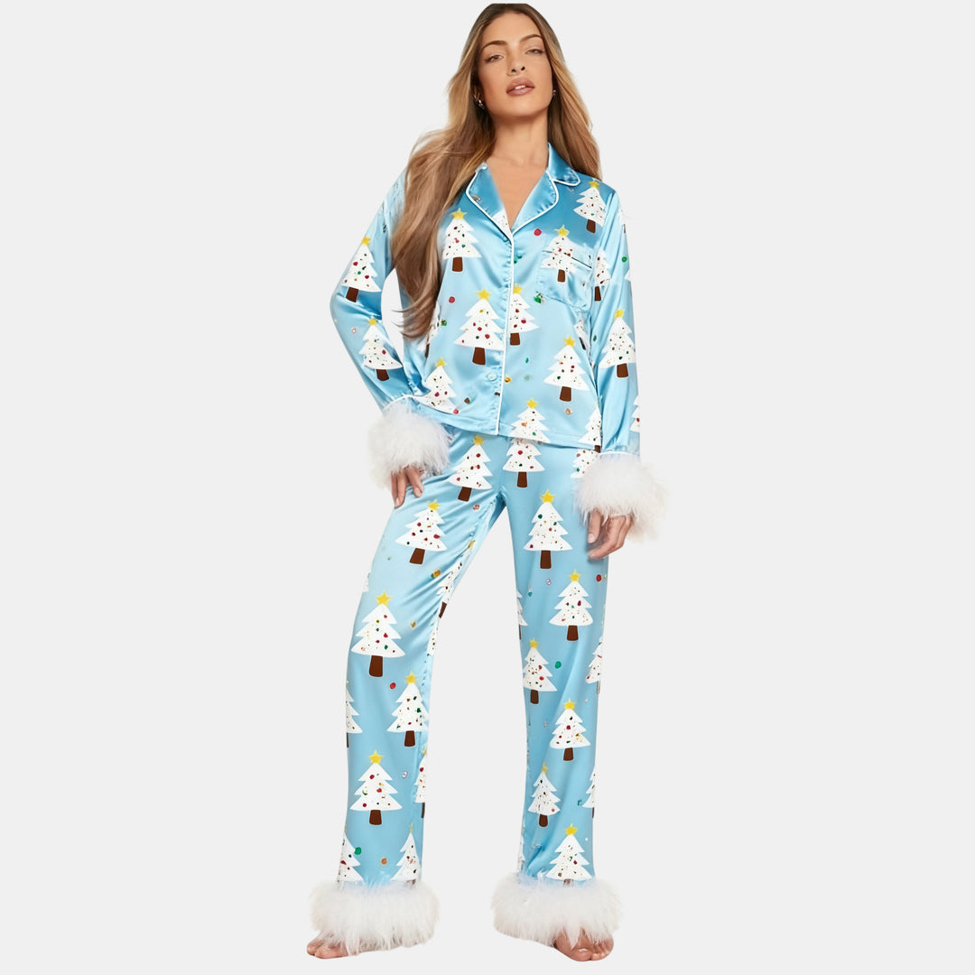 Women's Christmas Pajamas in blue