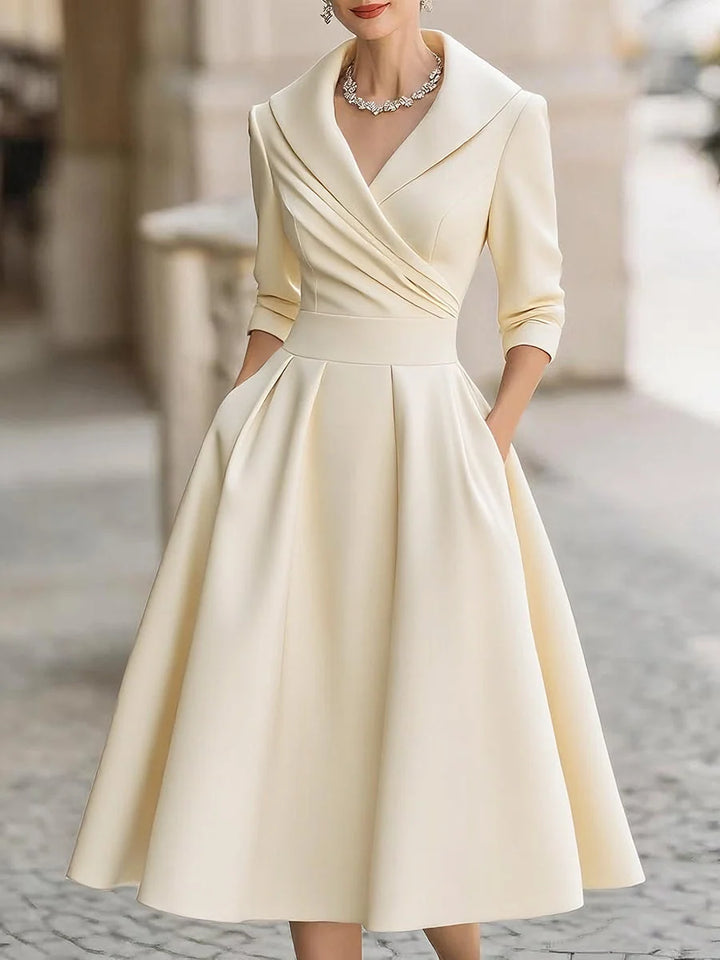 Women's Cocktail A Line Dress in cream