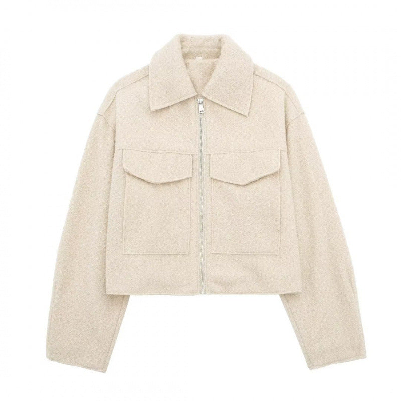 Women's Tweed Cropped Jacket in beige