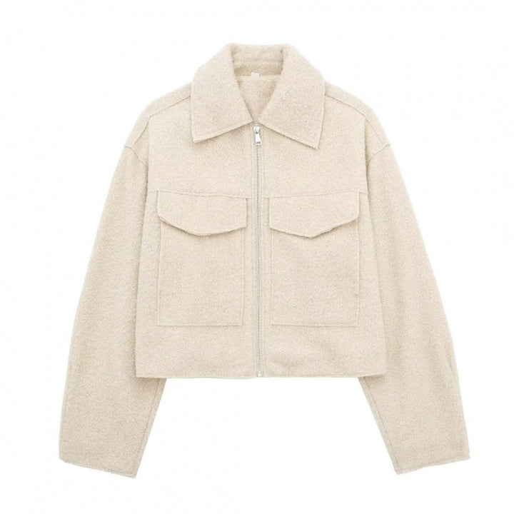 Women's Tweed Cropped Jacket in beige