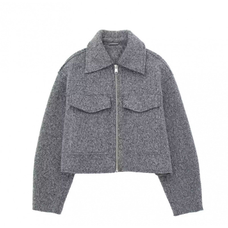 Women's Tweed Cropped Jacket in grey
