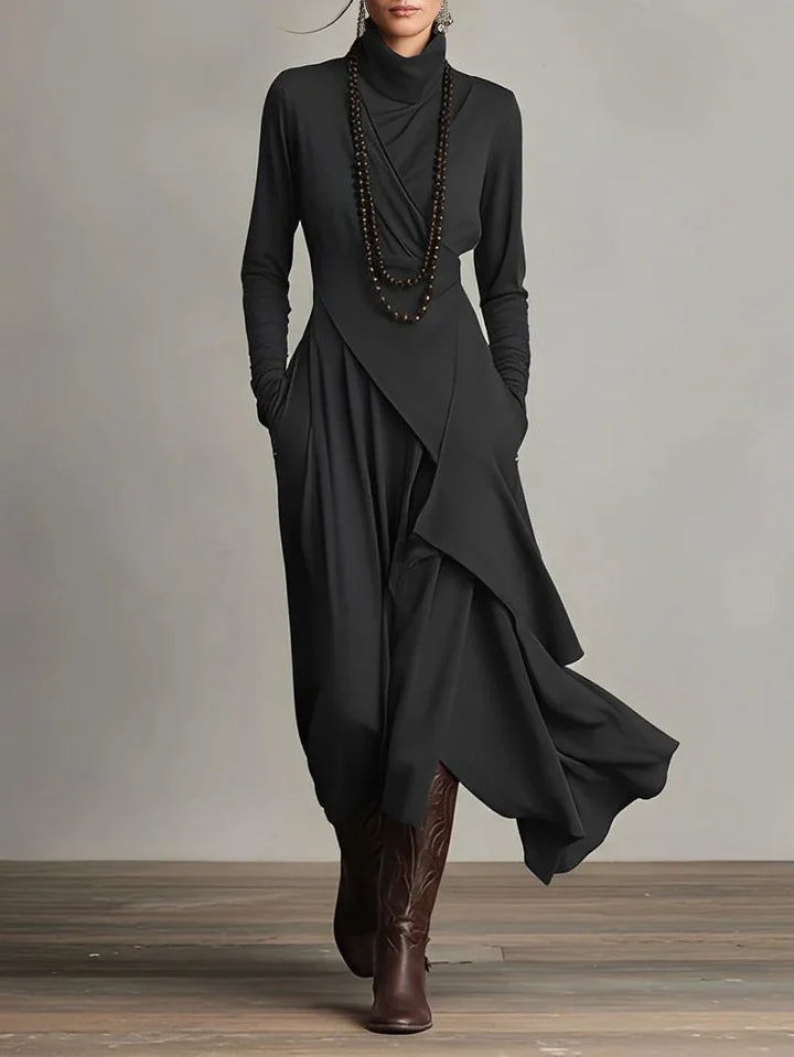 Women's Long Sleeve Maxi Dress in black