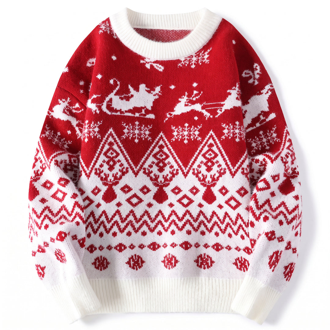 Women's Reindeer Ugly Christmas Sweater in red