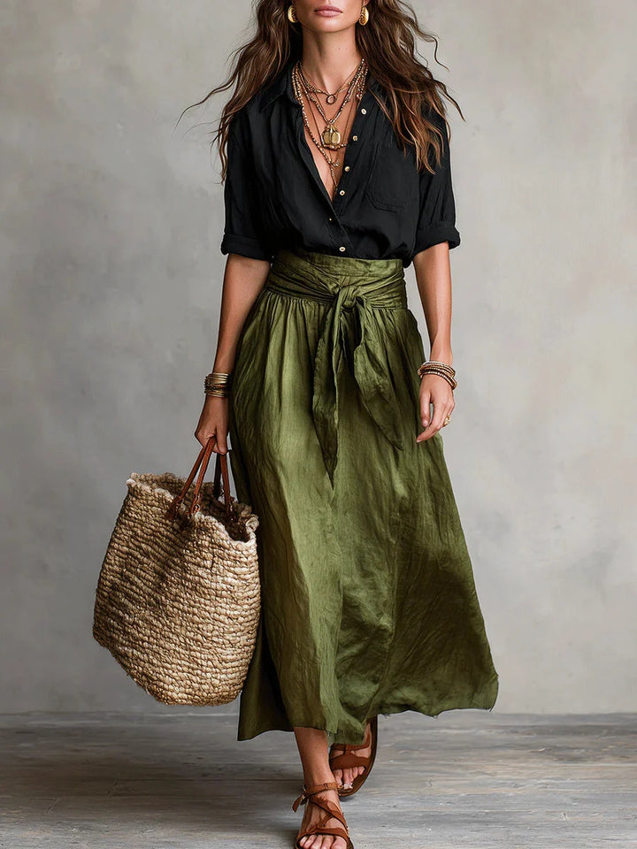 Women's Two Piece Matching Set in black & olive