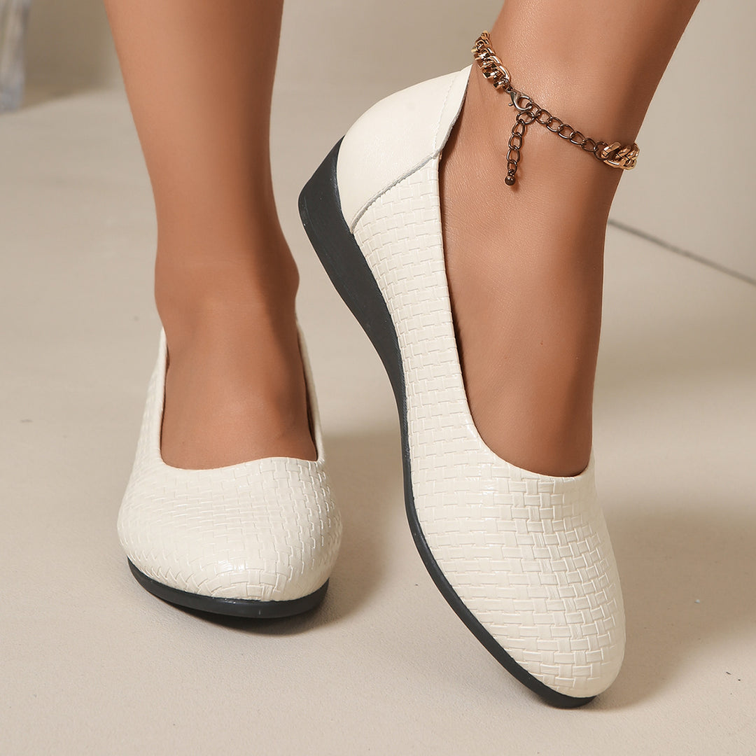 Women's Wedge Orthopedic Shoes in cream woven