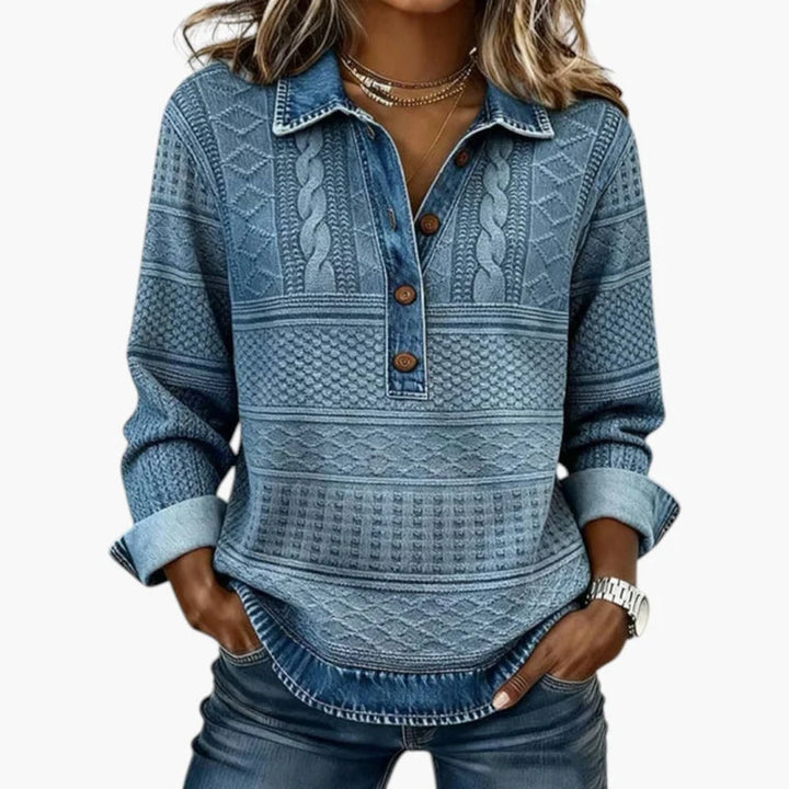 Women's Collared Sweatshirt in blue