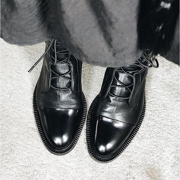 Women's Lace Up Orthopedic Ankle Boots in black