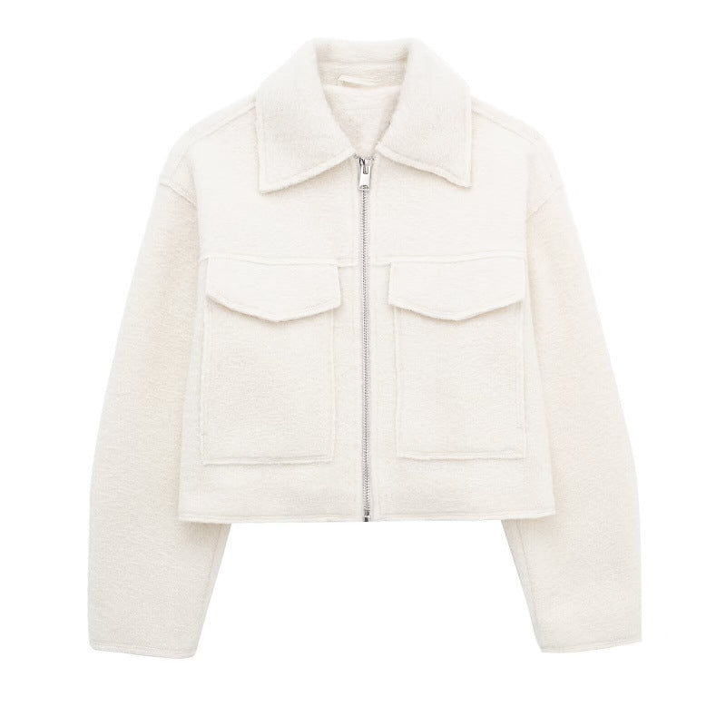 Women's Tweed Cropped Jacket in cream