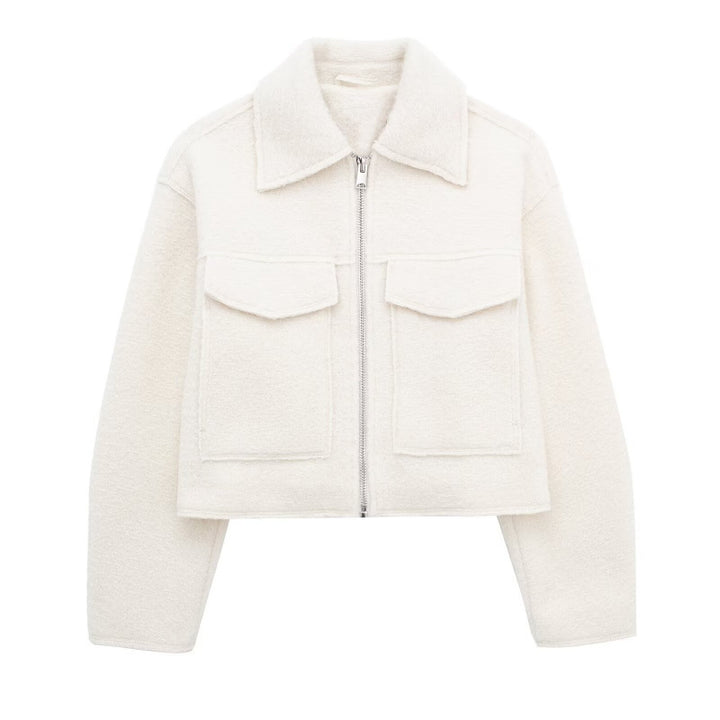 Women's Tweed Cropped Jacket in cream