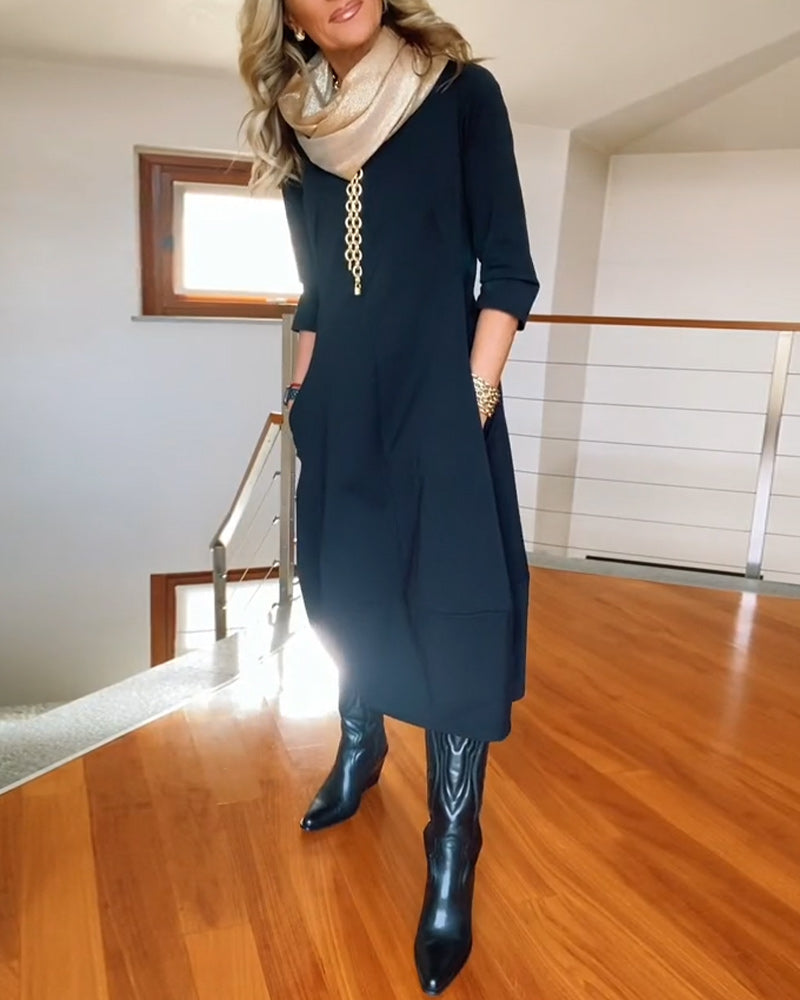 ANORA | Black Elegant Long Sleeve Maxi Dress