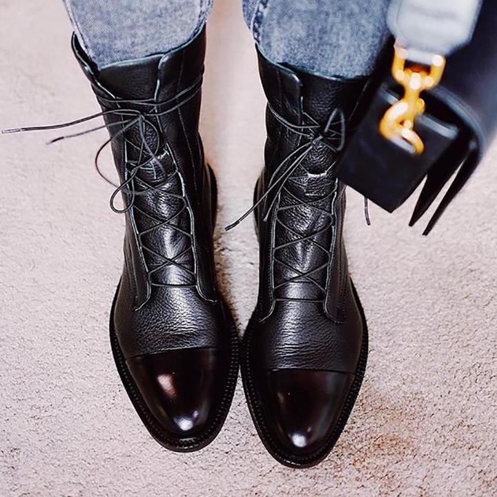 Women's Lace Up Orthopedic Ankle Boots in black