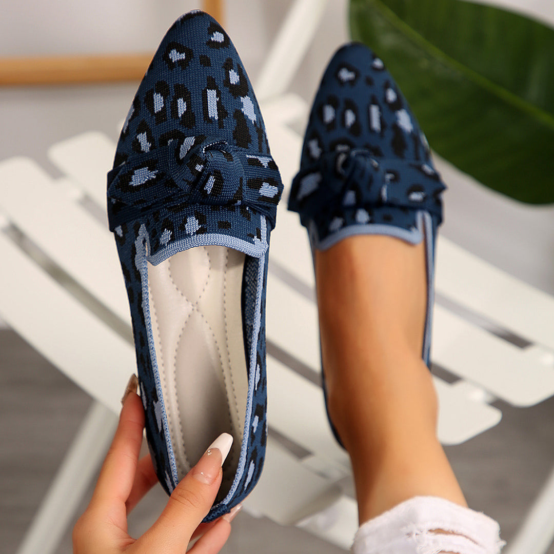 Women's Comfort Orthopedic Loafers in navy leopard