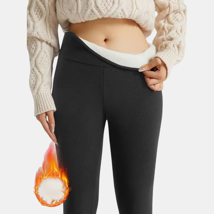 Fleece lined leggings thermal lining and stretch detail