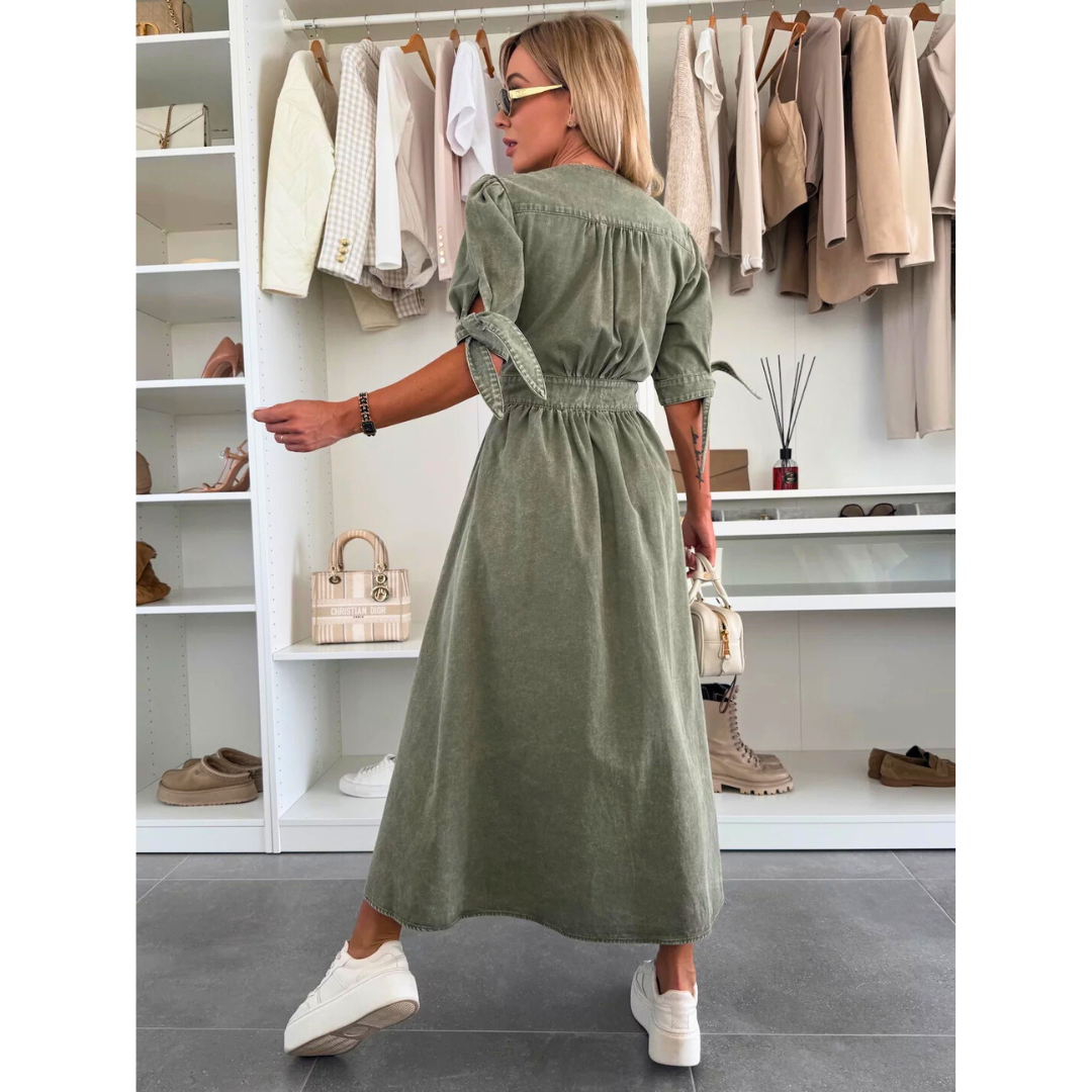 MAELLE | Women's Casual V-Neck Denim Dress