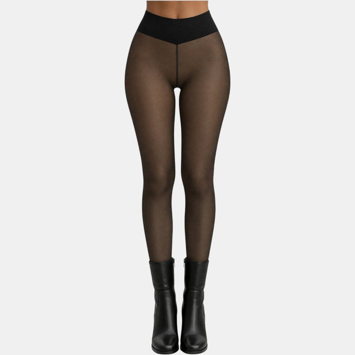 Black Sheer sheer fleece lined tights
