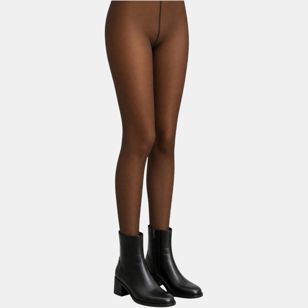 Caramel sheer fleece lined tights