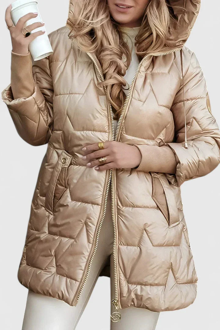 TILDA | Womens Hooded Quilted Long Puffer Jacket