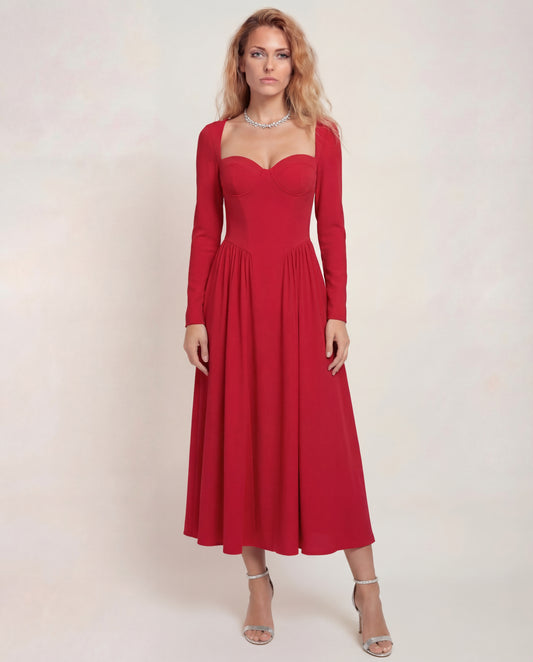 Akila | Heart Neckline A-Line Maxi Dress