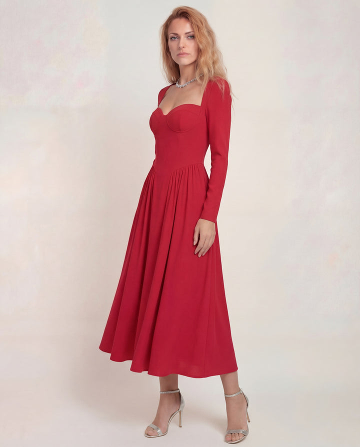 Akila | Heart Neckline A-Line Maxi Dress