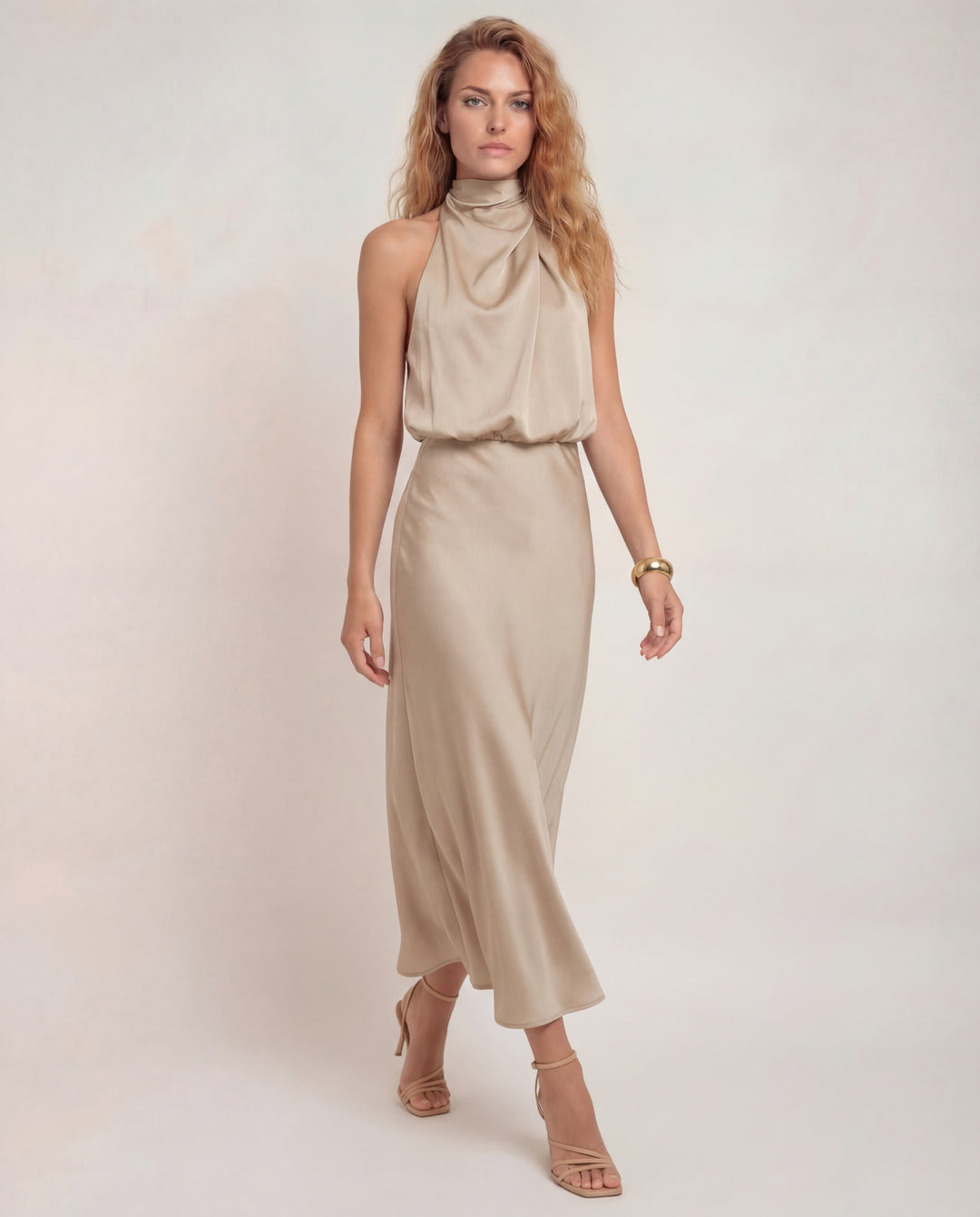 Elara | Satin Halter Evening Dress