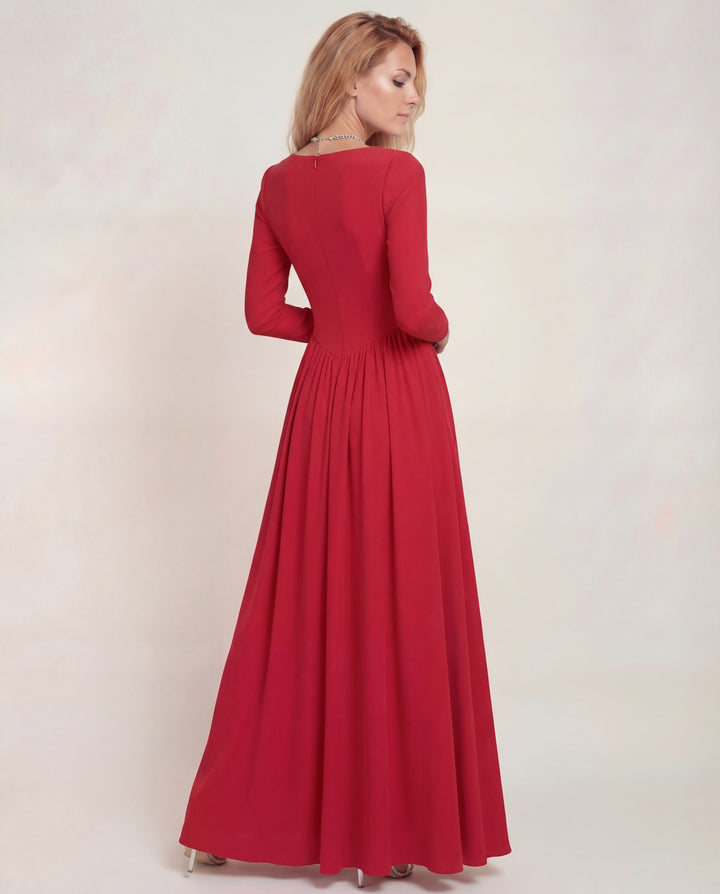 Akila | Heart Neckline A-Line Maxi Dress