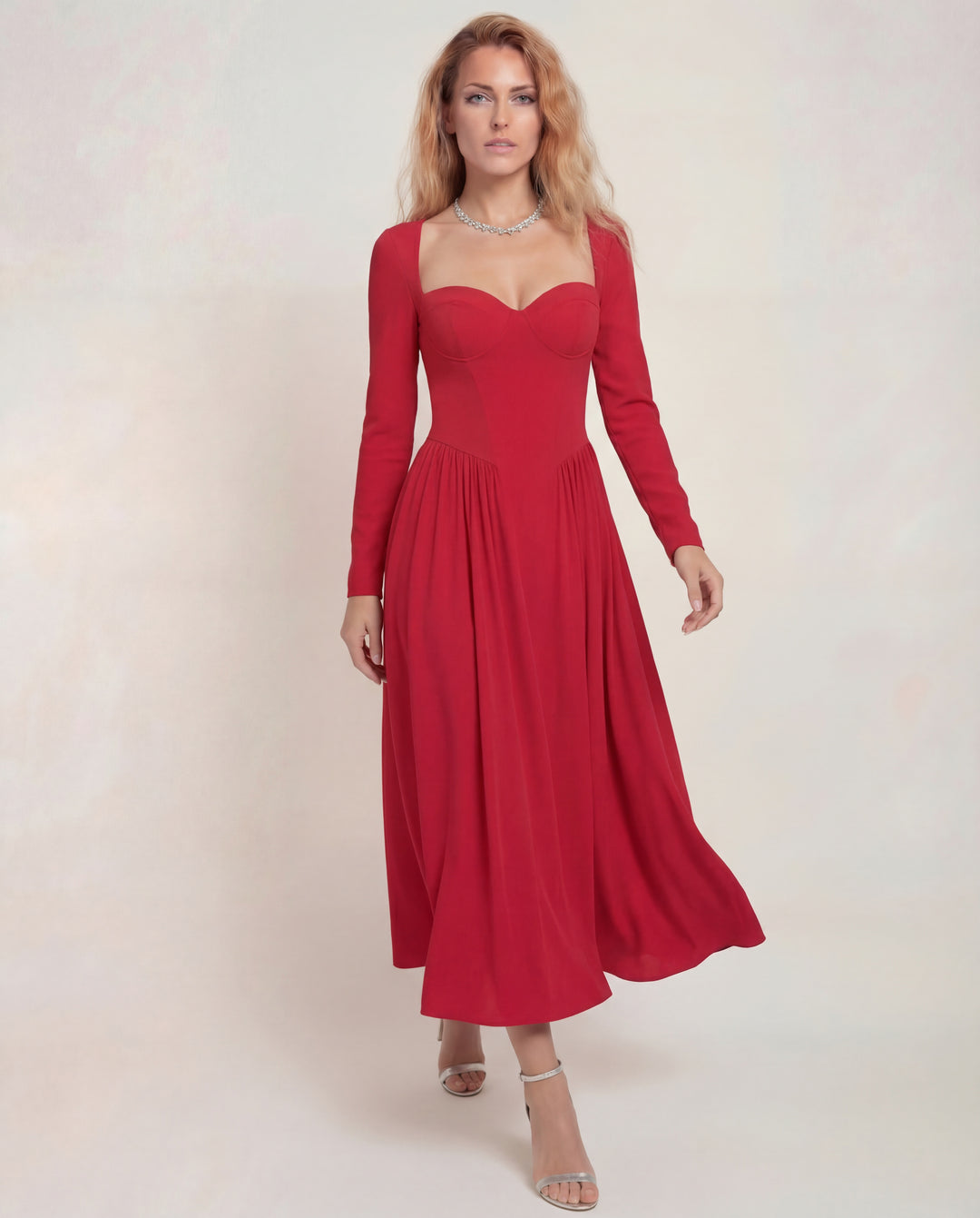 Akila | Heart Neckline A-Line Maxi Dress