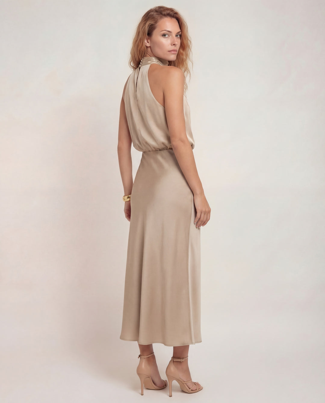 Elara | Satin Halter Evening Dress