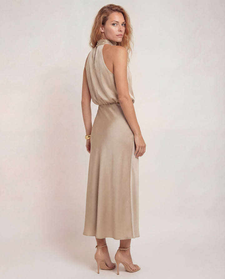 Elara | Satin Halter Evening Dress