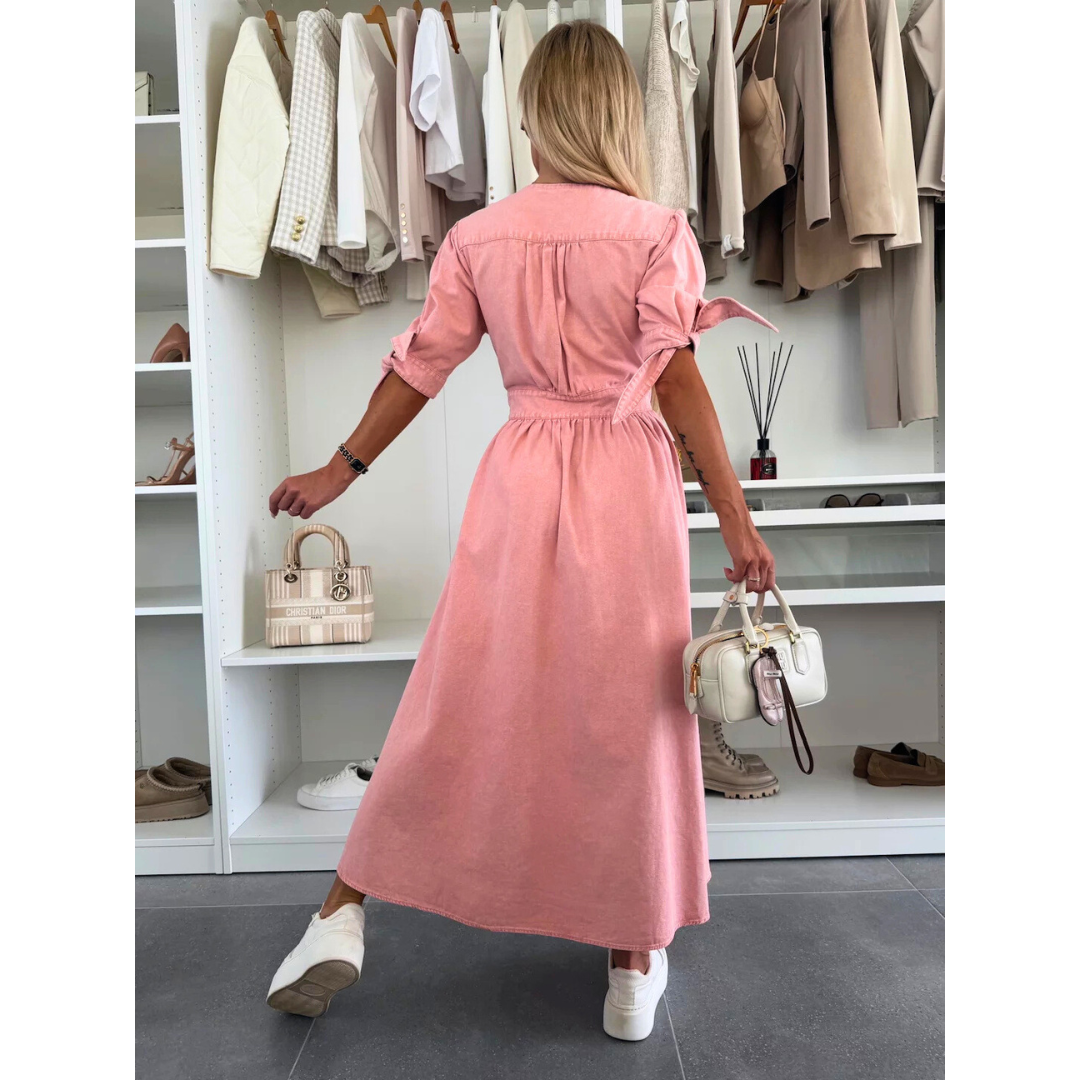 MAELLE | Women's Casual V-Neck Denim Dress