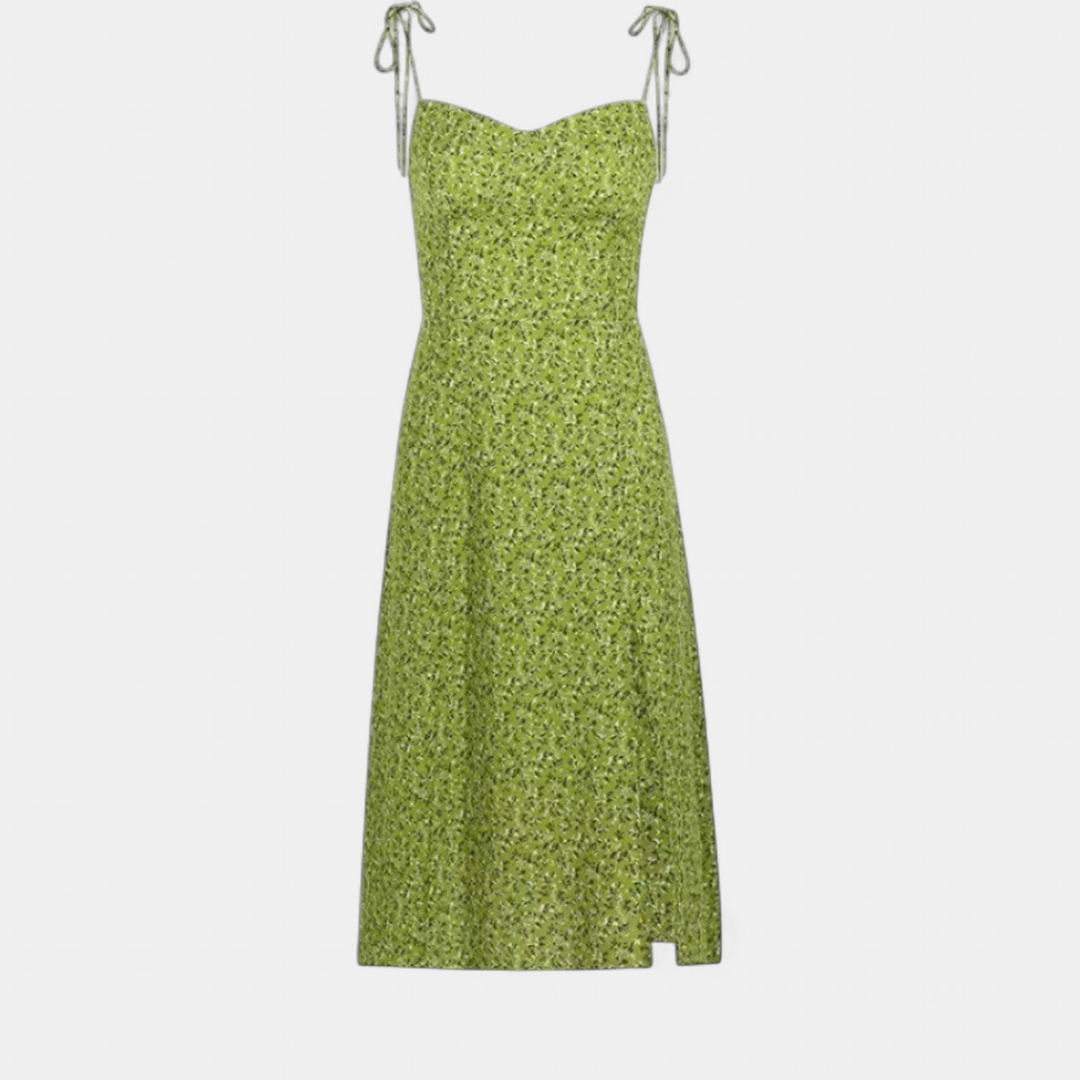 Women's Floral Midi Slip Dress, Ditsy Print Side Slit