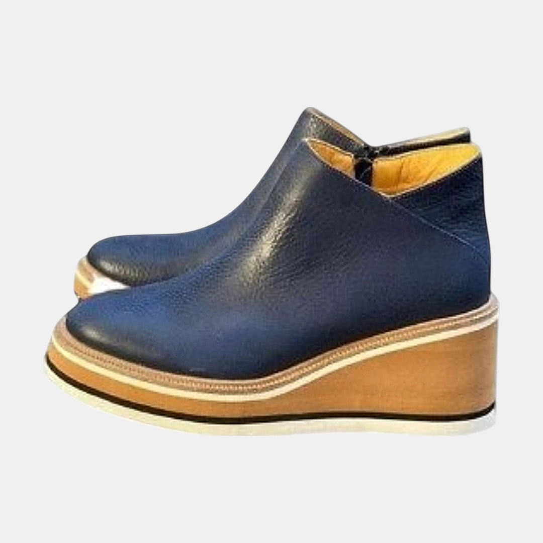 Women's Platform Ankle Boots, Chunky Wedge Side Zip