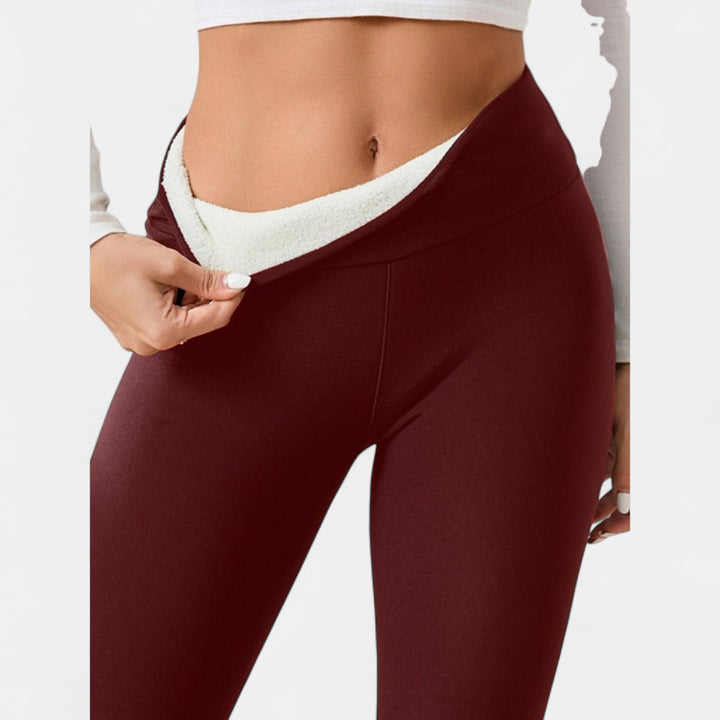 Women's Fleece Lined Leggings, Solid High Waist Thermal Winter