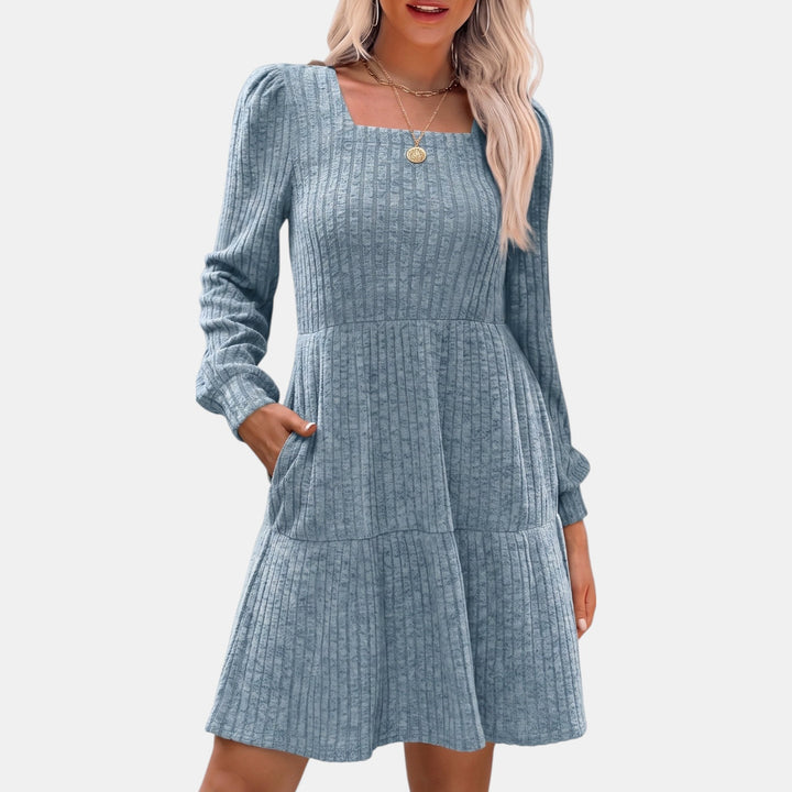 Women's Party Sweater Dress, Puff Sleeve Tiered Mini