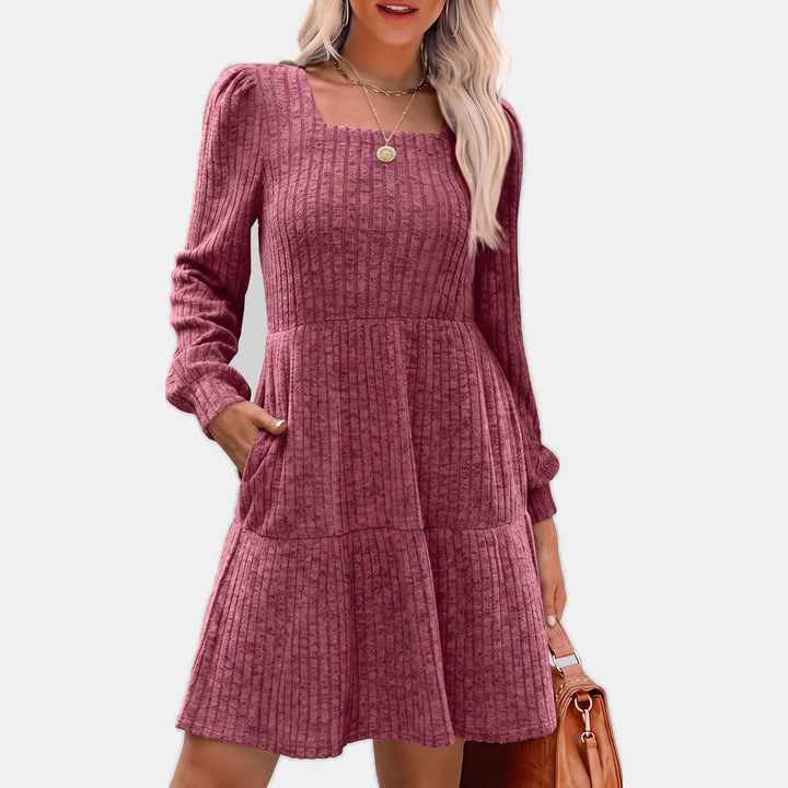 Women's Party Sweater Dress, Puff Sleeve Tiered Mini