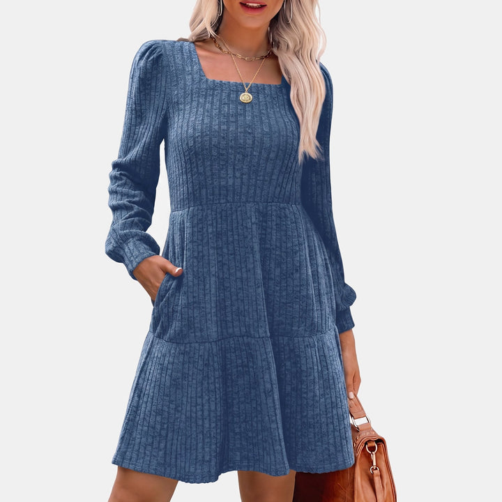 Women's Party Sweater Dress, Puff Sleeve Tiered Mini