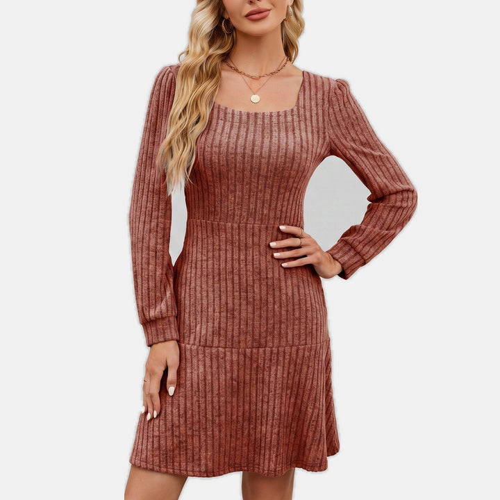 Women's Party Sweater Dress, Puff Sleeve Tiered Mini