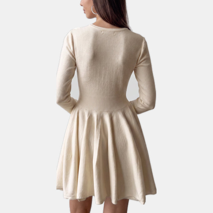 Women's Cocktail Long Sleeve Sweater Dress, Fit and Flare Mini